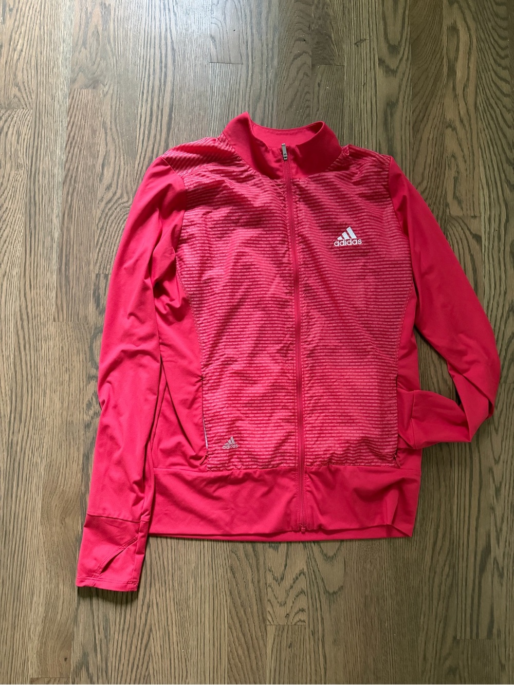adidas Women's Hot Pink Full-Zip Athletic Bomber Jacket